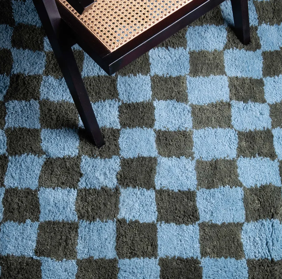 Tapis Beni Ouarain Tensift vert et bleu, vue 7 sur 7