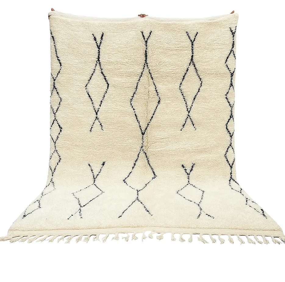 Tapis Beni Ouarain Tichka crème — tapis beni ouarain tissé à la main