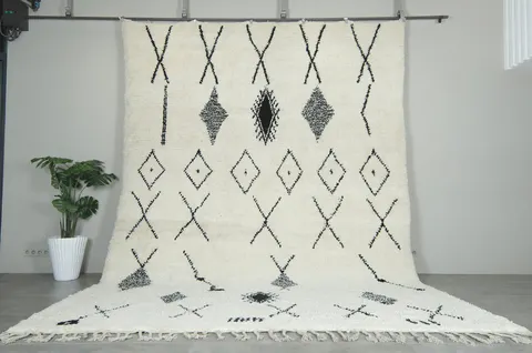 Tapis Beni Ouarain Tichka noir et blanc — tapis beni ouarain