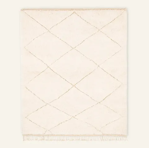 Tapis Beni Ouarain Tidirhine beige et blanc — tapis beni ouarain
