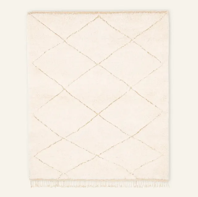 Tapis Beni Ouarain Tidirhine beige et blanc — tapis beni ouarain