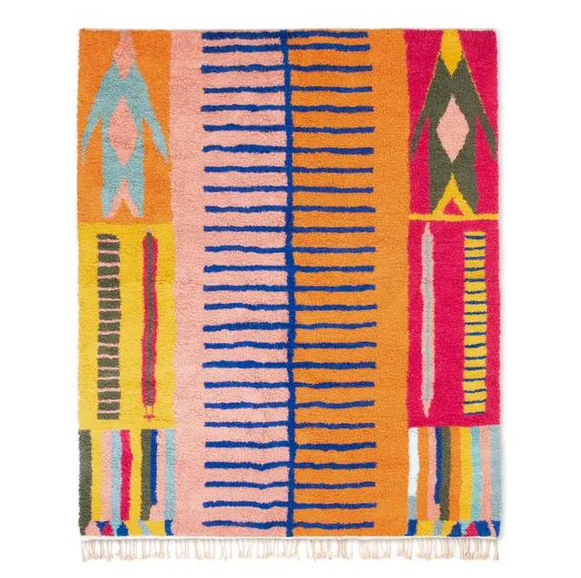 Tapis Beni Ouarain Tiflet orange et rose à rayures — tapis beni ouarain