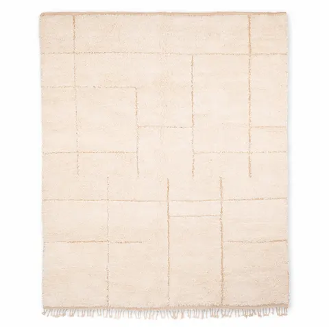Tapis Beni Ouarain Timahdite beige et blanc à rayures — tapis beni ouarain