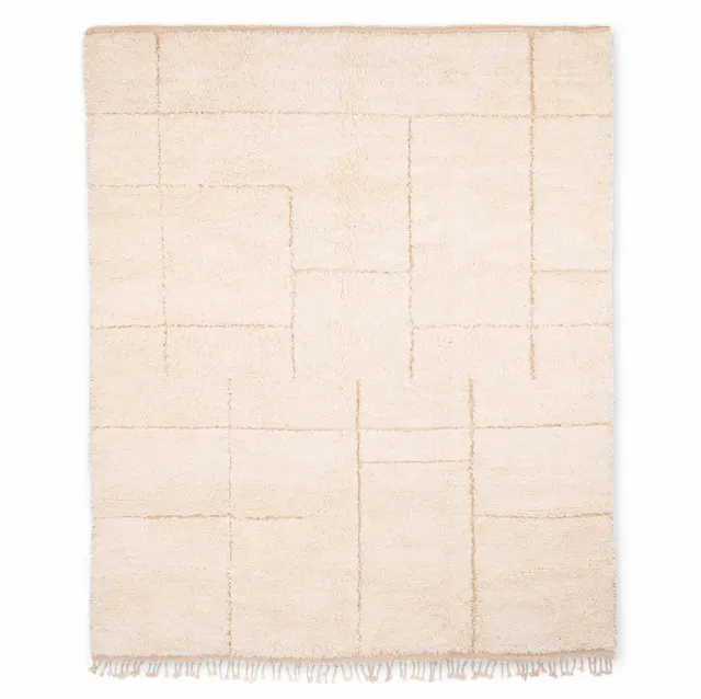Tapis Beni Ouarain Timahdite beige et blanc à rayures — tapis beni ouarain
