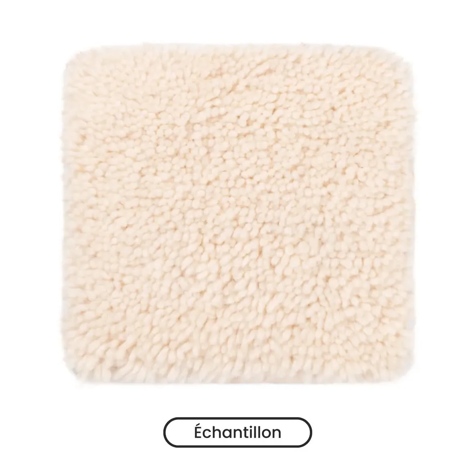 Tapis Beni Ouarain Timahdite beige et blanc à rayures, vue 6 sur 6