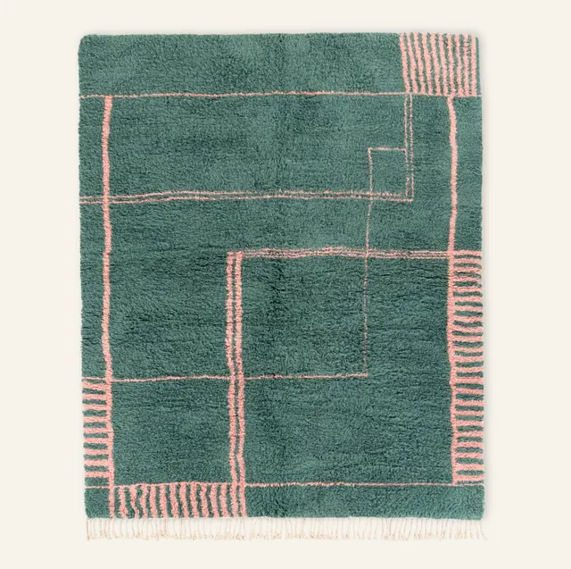 Tapis Beni Ouarain Tinghir beige et blanc — tapis beni ouarain