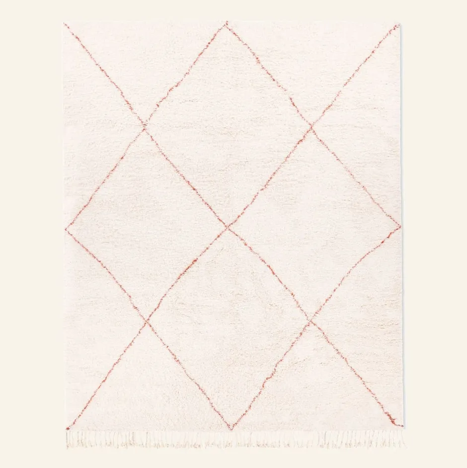 Tapis Beni Ouarain Tirhza terracotta — tapis beni ouarain tissé à la main