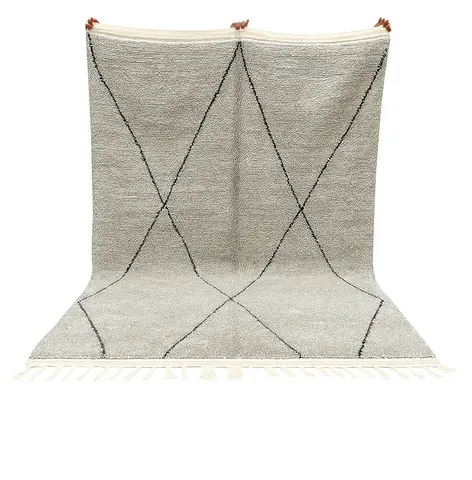 Tapis Beni Ouarain Tiziri gris et noir à losanges — tapis beni ouarain