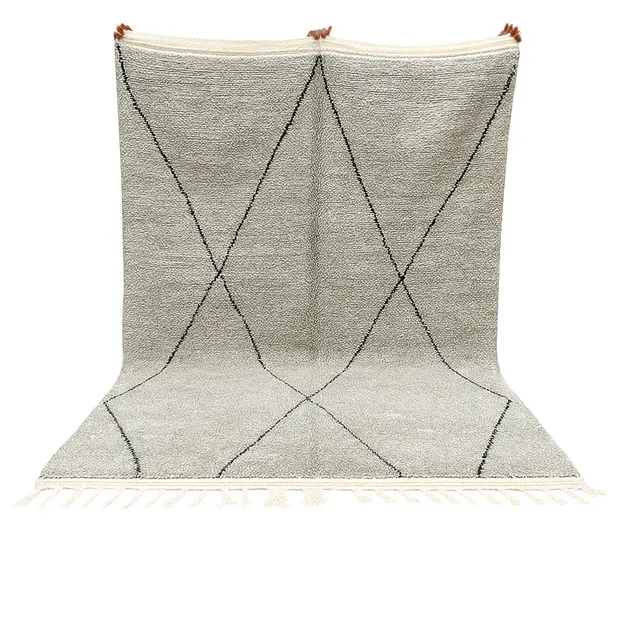 Tapis Beni Ouarain Tiziri gris et noir à losanges — tapis beni ouarain