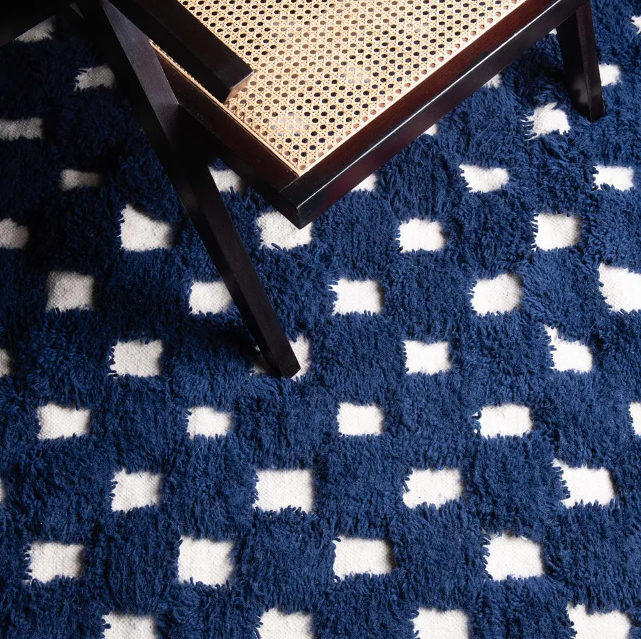 Tapis Beni Ouarain Tudert bleu, vue 6 sur 7