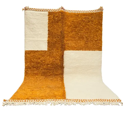 Tapis berbère Abid orange et blanc uni — tapis berbères contemporains