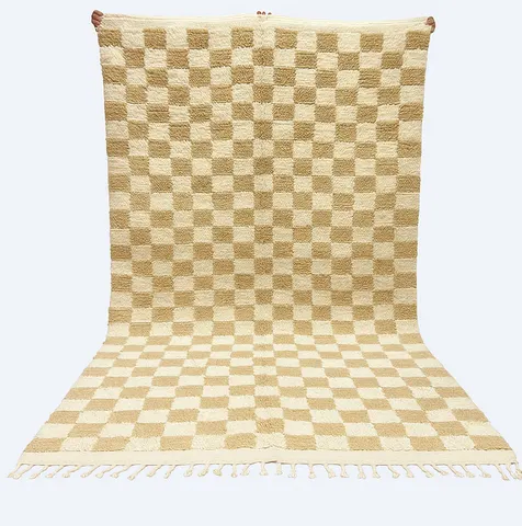 Tapis berbère Agadir beige à damier — tapis berbères contemporains
