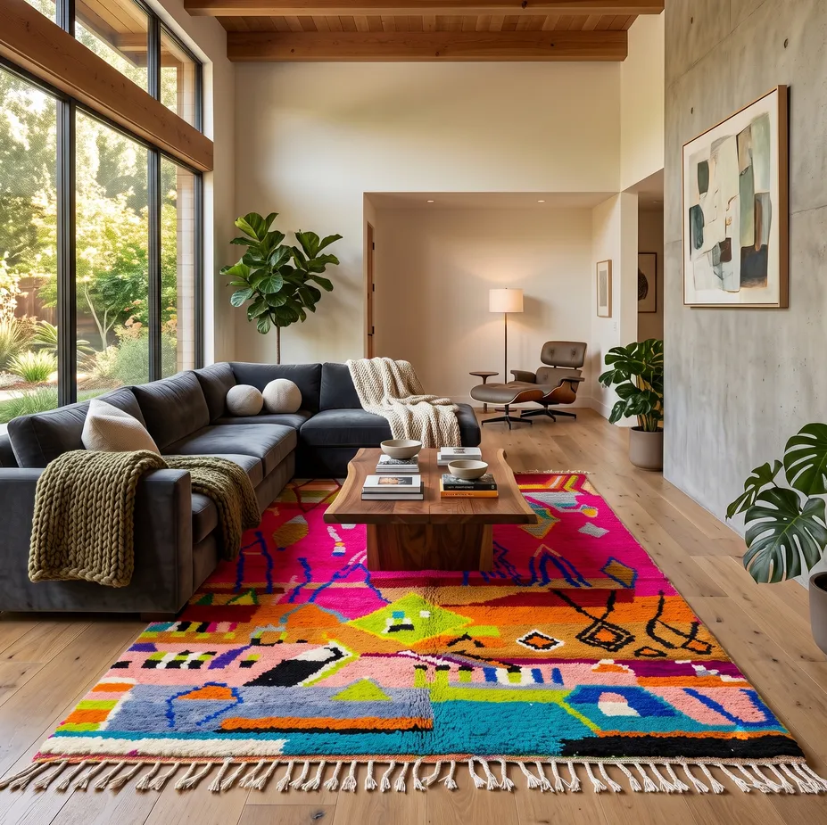 Tapis berbère Aglou au dessin abstrait, vue 3 sur 4