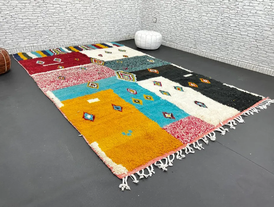 Tapis berbère Aksel multicolore aux motifs géométriques, vue 4 sur 4