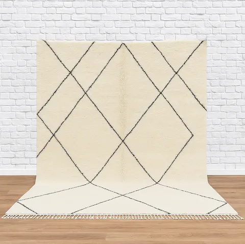 Tapis berbère Alnif blanc et noir — tapis berbères contemporains