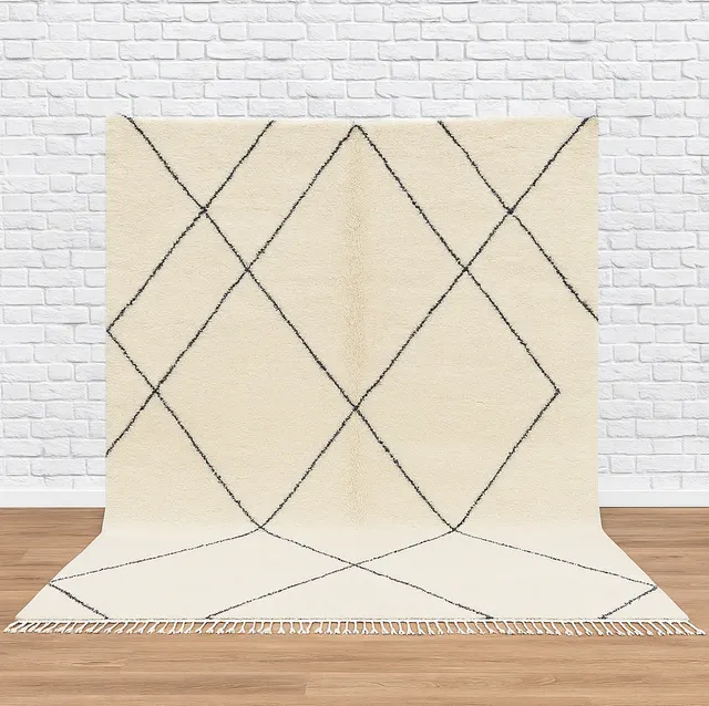 Tapis berbère Alnif blanc et noir — tapis berbères contemporains
