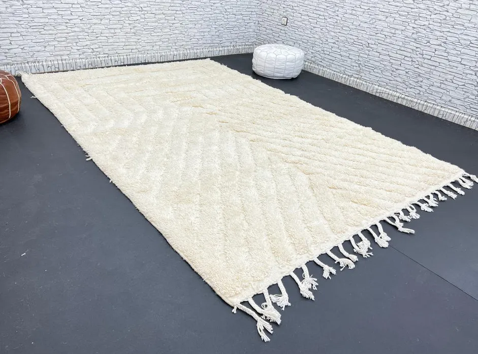 Tapis berbère Aman beige aux motifs géométriques, vue 4 sur 4