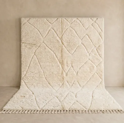 Tapis berbère Amayas blanc uni — tapis berbères contemporains