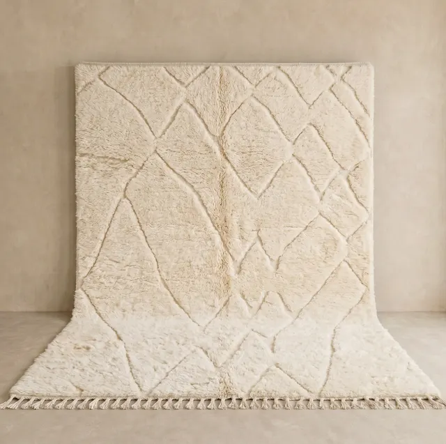 Tapis berbère Amayas blanc uni — tapis berbères contemporains