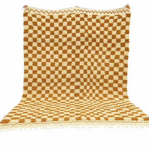 Tapis berbère Amayas marron à damier — tapis berbères contemporains