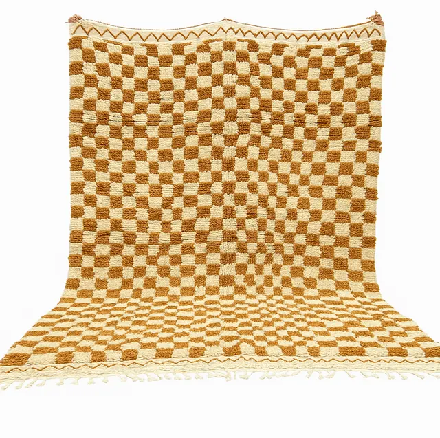 Tapis berbère Amayas marron à damier — tapis berbères contemporains
