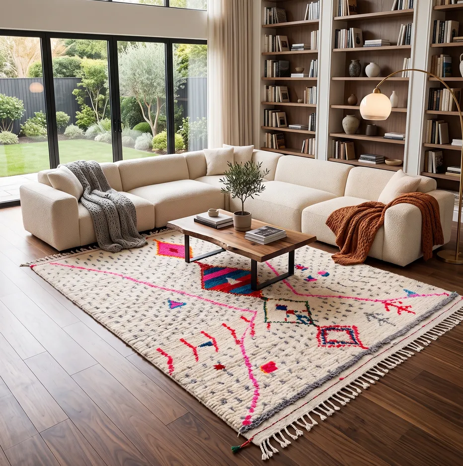 Tapis berbère Anergui aux motifs berbères, vue 3 sur 4