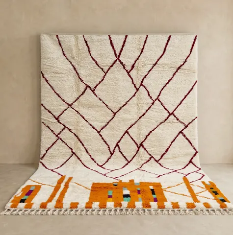 Tapis berbère Anezi blanc à lignes — tapis berbères contemporains