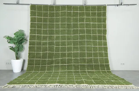 Tapis berbère Anghomar vert à damier — tapis berbères contemporains