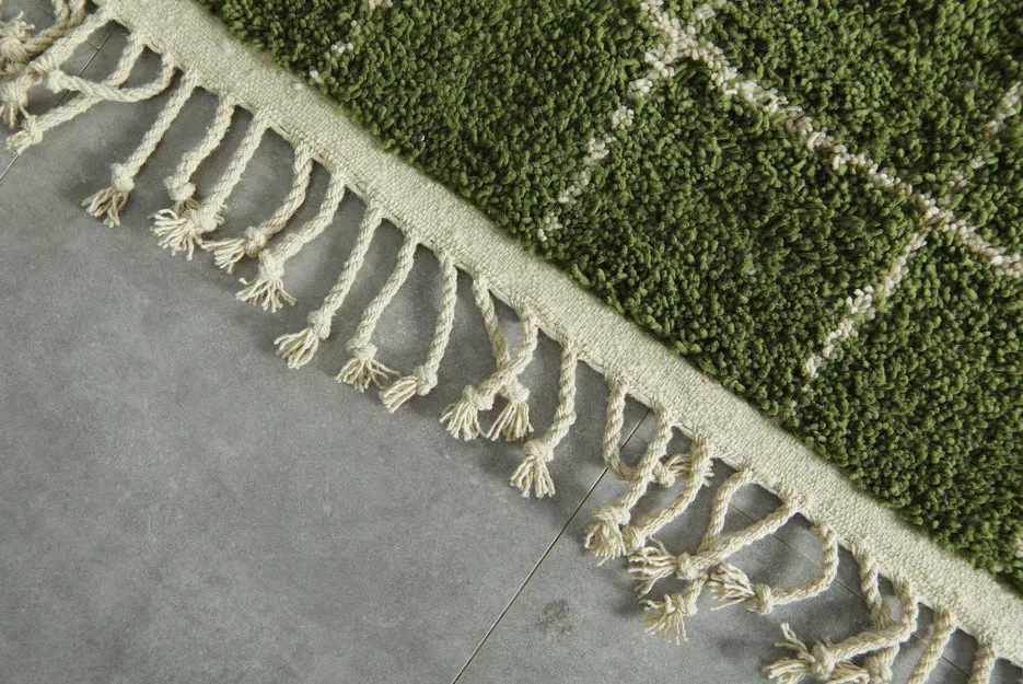 Tapis berbère Anghomar vert à damier, vue 7 sur 7