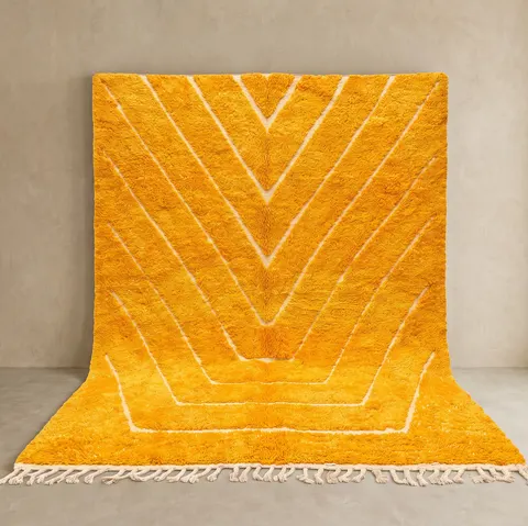 Tapis berbère Argana jaune à lignes — tapis berbères contemporains