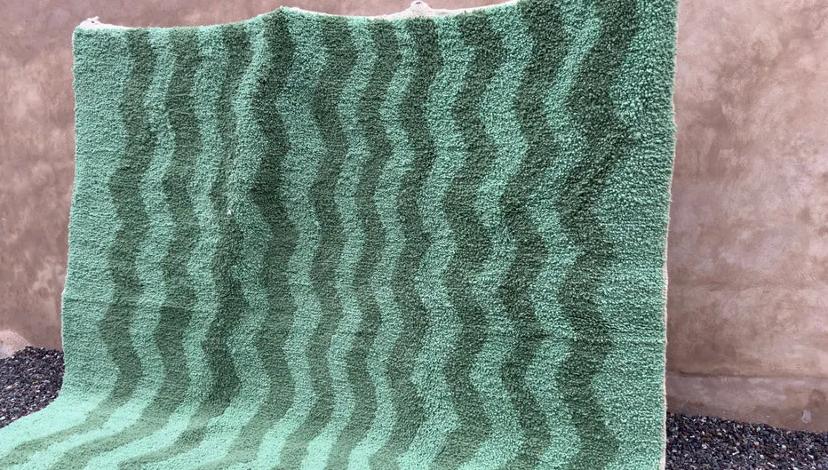 Tapis berbère Asafu vert, vue 3 sur 7