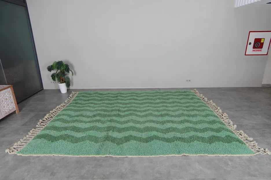 Tapis berbère Asafu vert, vue 4 sur 7