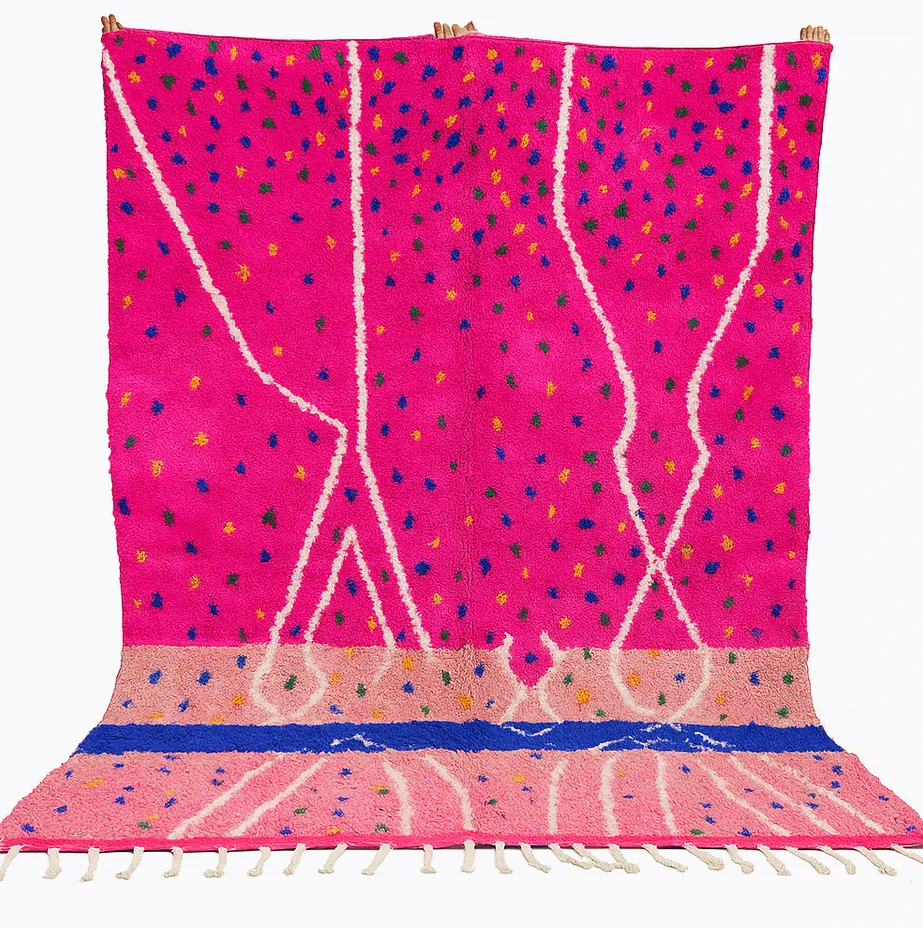 Tapis berbère Asif rose et multicolore — tapis berbères contemporains tissé à la main
