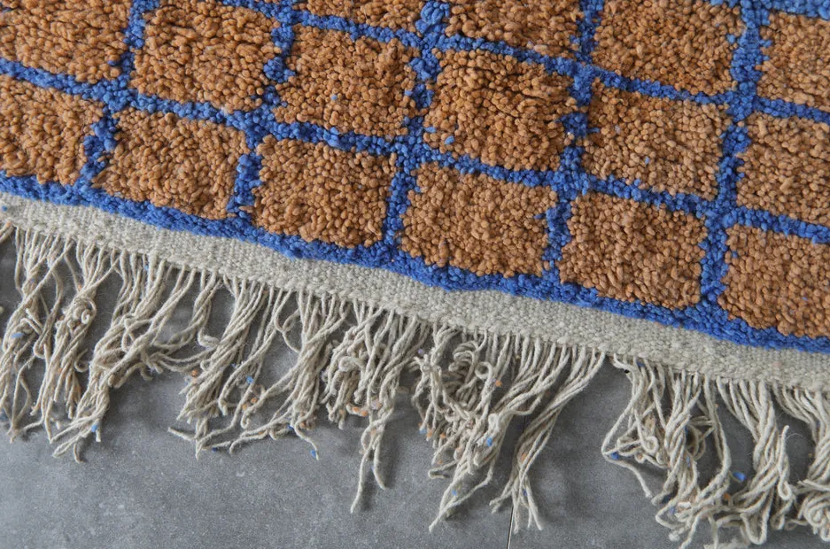 Tapis berbère Asilah bleu à damier, vue 7 sur 7