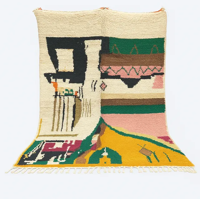 Tapis berbère Assif multicolore au dessin abstrait — tapis berbères contemporains
