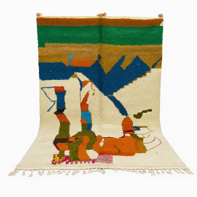 Tapis berbère Badis multicolore au dessin abstrait — tapis berbères contemporains