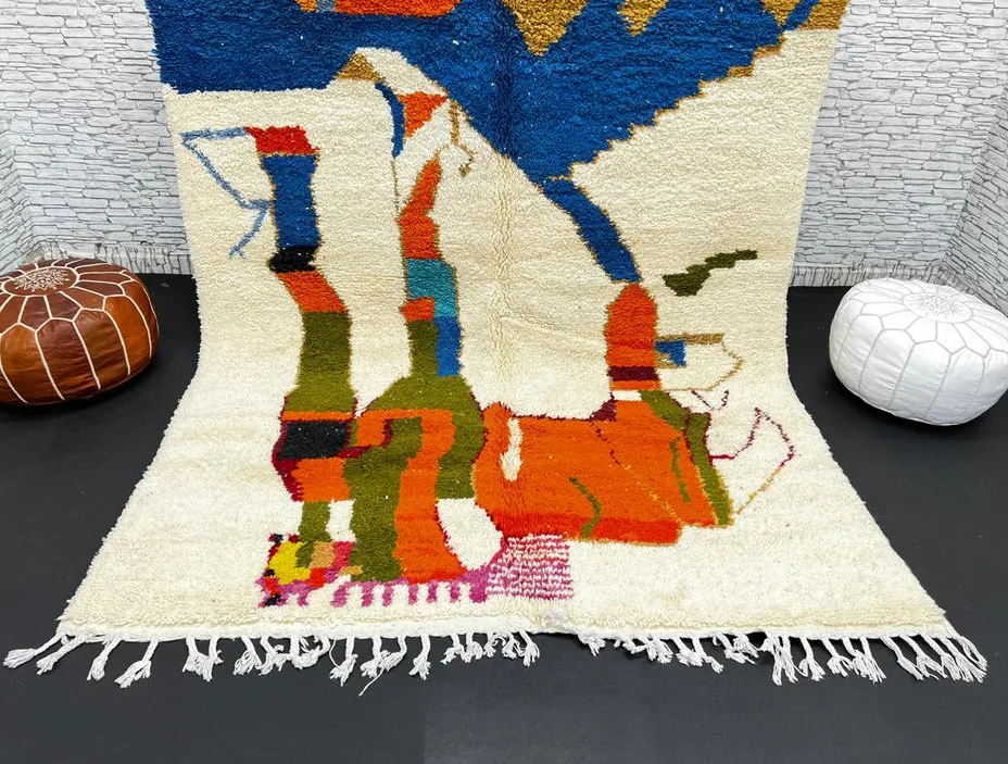 Tapis berbère Badis multicolore au dessin abstrait, vue 3 sur 4