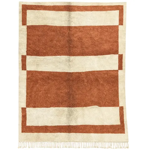 Tapis berbère Bhalil terracotta et crème aux motifs géométriques — tapis berbères contemporains