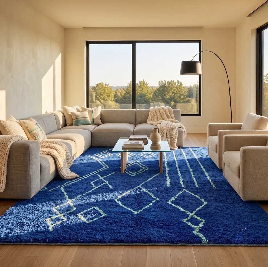 Tapis berbère Boumalne bleu, vue 3 sur 4