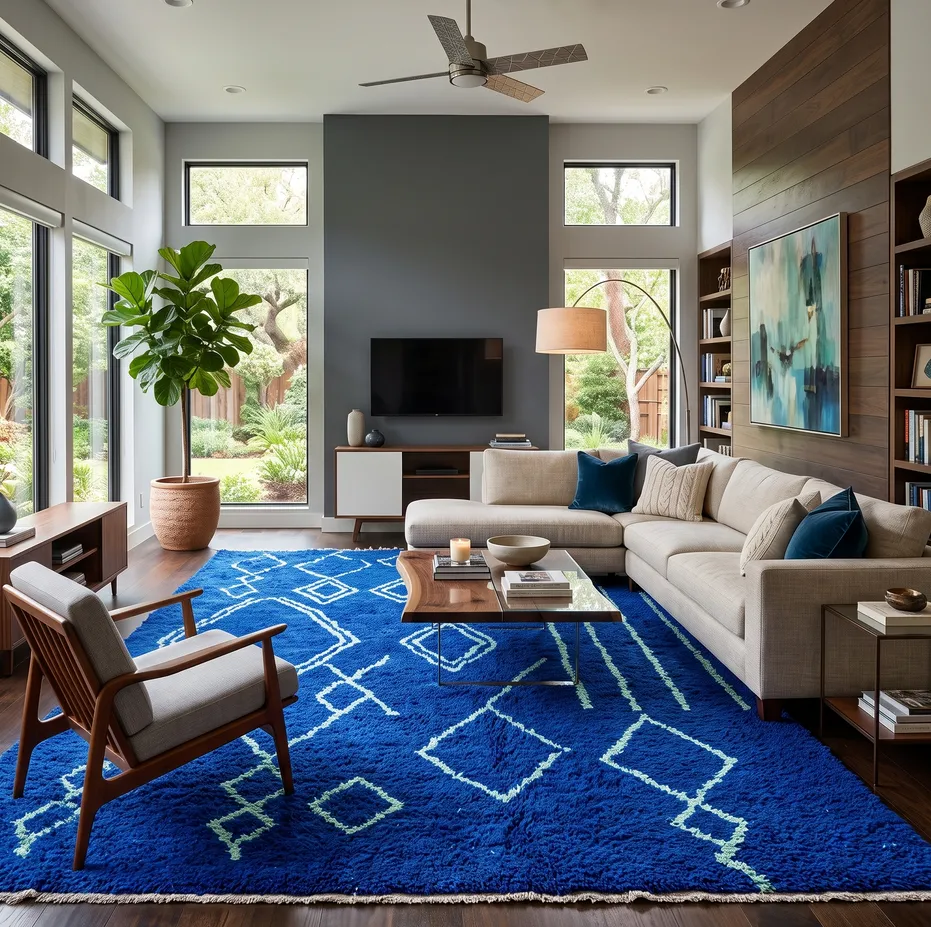 Tapis berbère Boumalne bleu, vue 4 sur 4