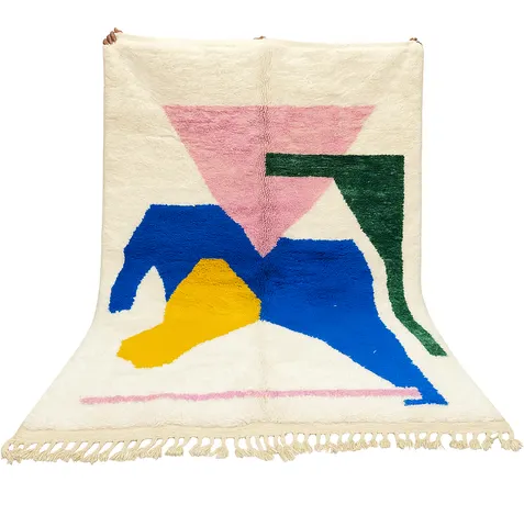 Tapis berbère Bounaceur multicolore au dessin abstrait — tapis berbères contemporains