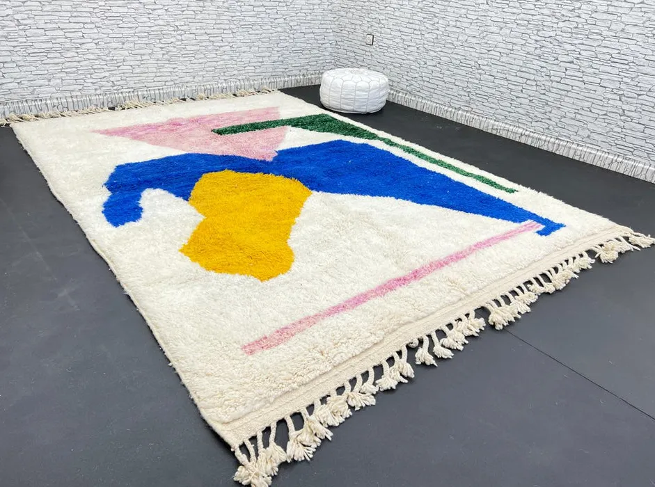 Tapis berbère Bounaceur multicolore au dessin abstrait, vue 4 sur 4