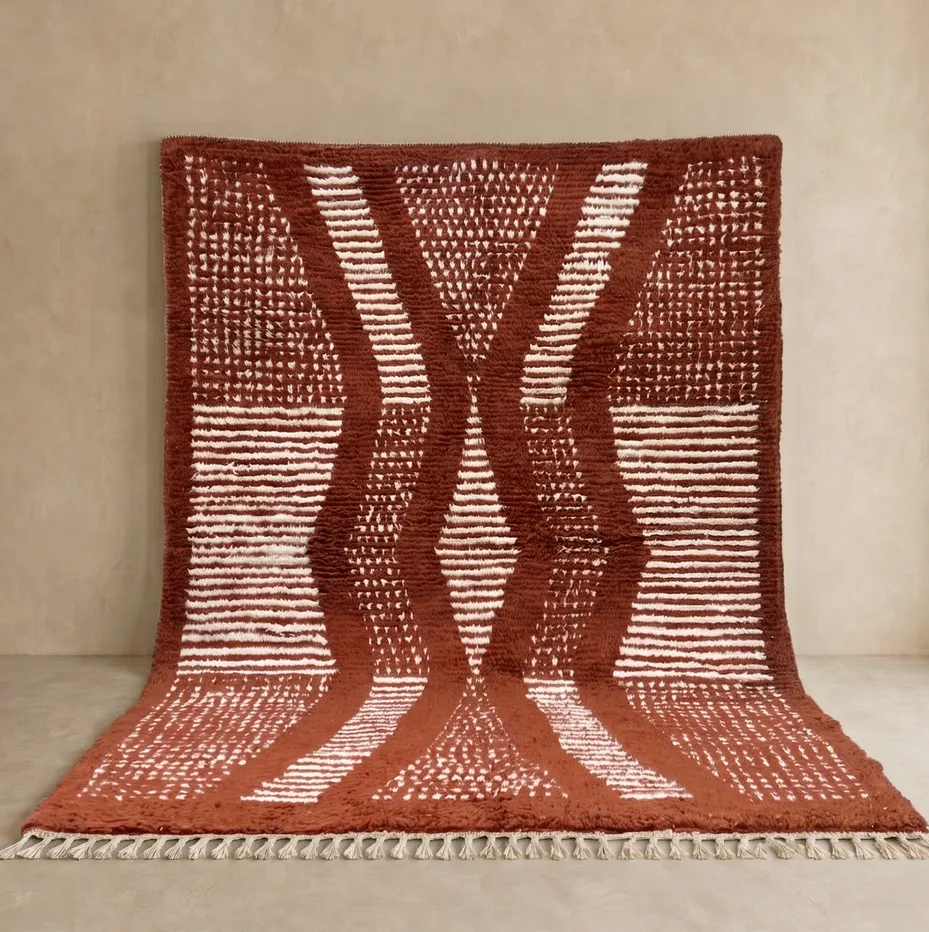 Tapis berbère Debdou marron — tapis berbères contemporains tissé à la main