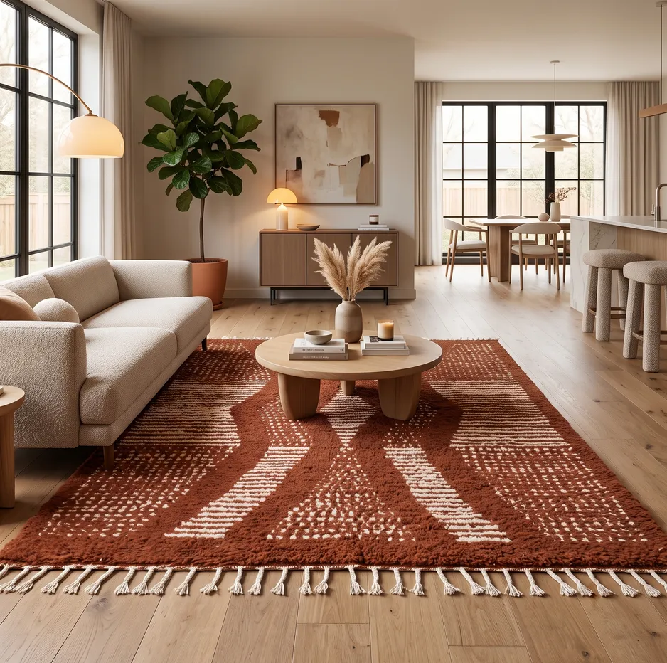 Tapis berbère Debdou marron, vue 3 sur 4