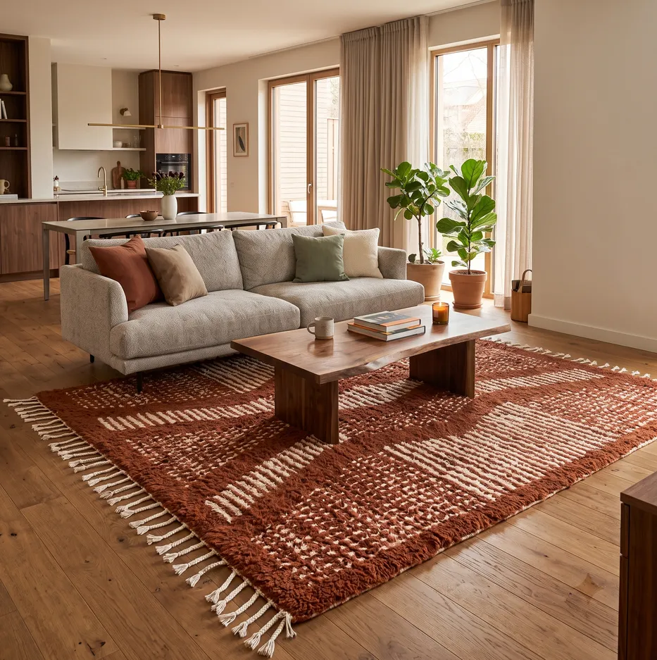 Tapis berbère Debdou marron, vue 4 sur 4