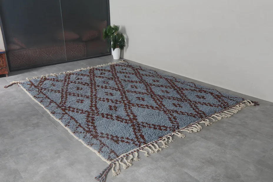 Tapis berbère Essaouira bleu, vue 5 sur 7