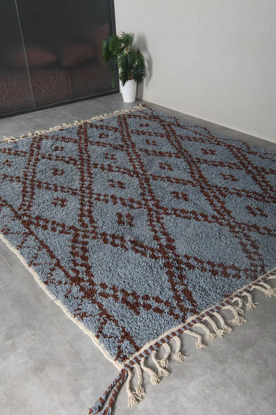 Tapis berbère Essaouira bleu, vue 6 sur 7