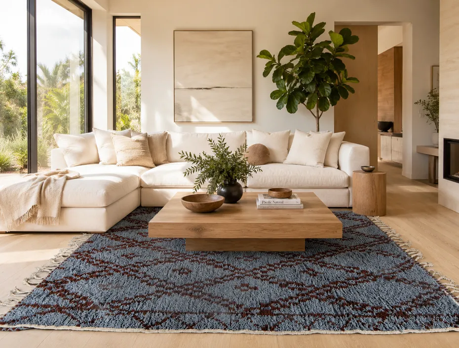 Tapis berbère Essaouira bleu, vue 7 sur 7