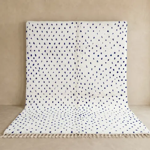 Tapis berbère Figuig crème et bleu — tapis berbères contemporains