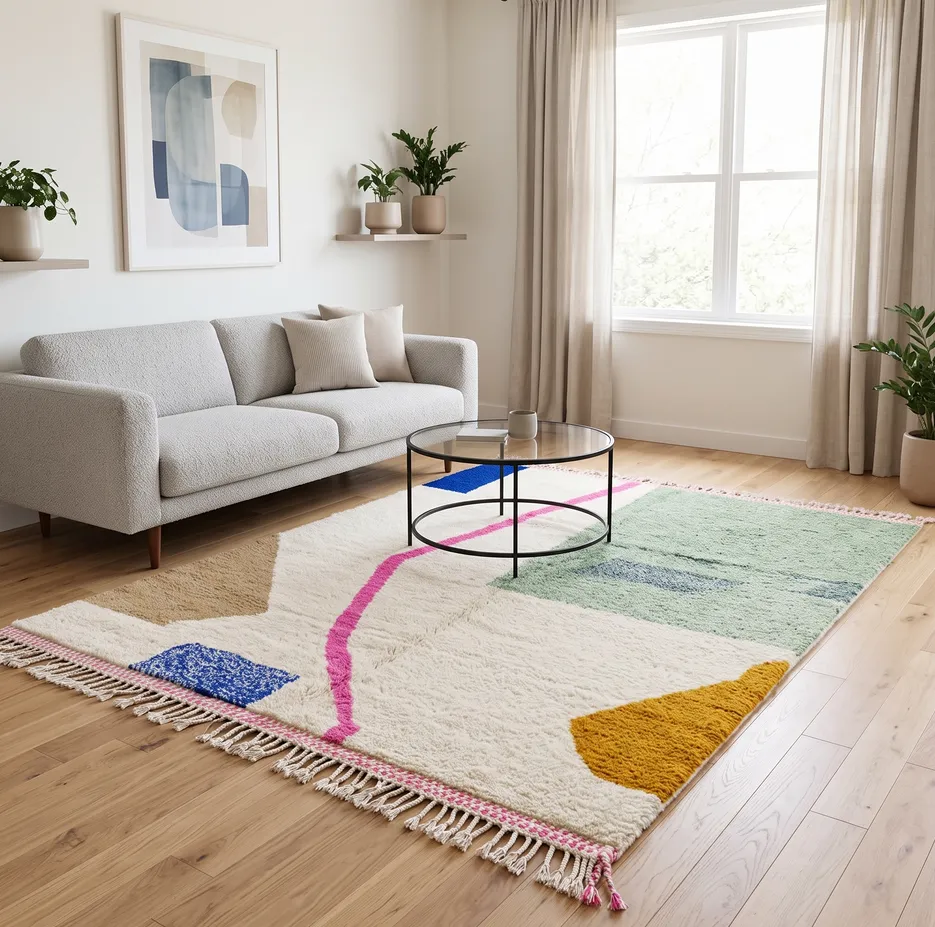 Tapis berbère Ghilas au dessin abstrait, vue 3 sur 4